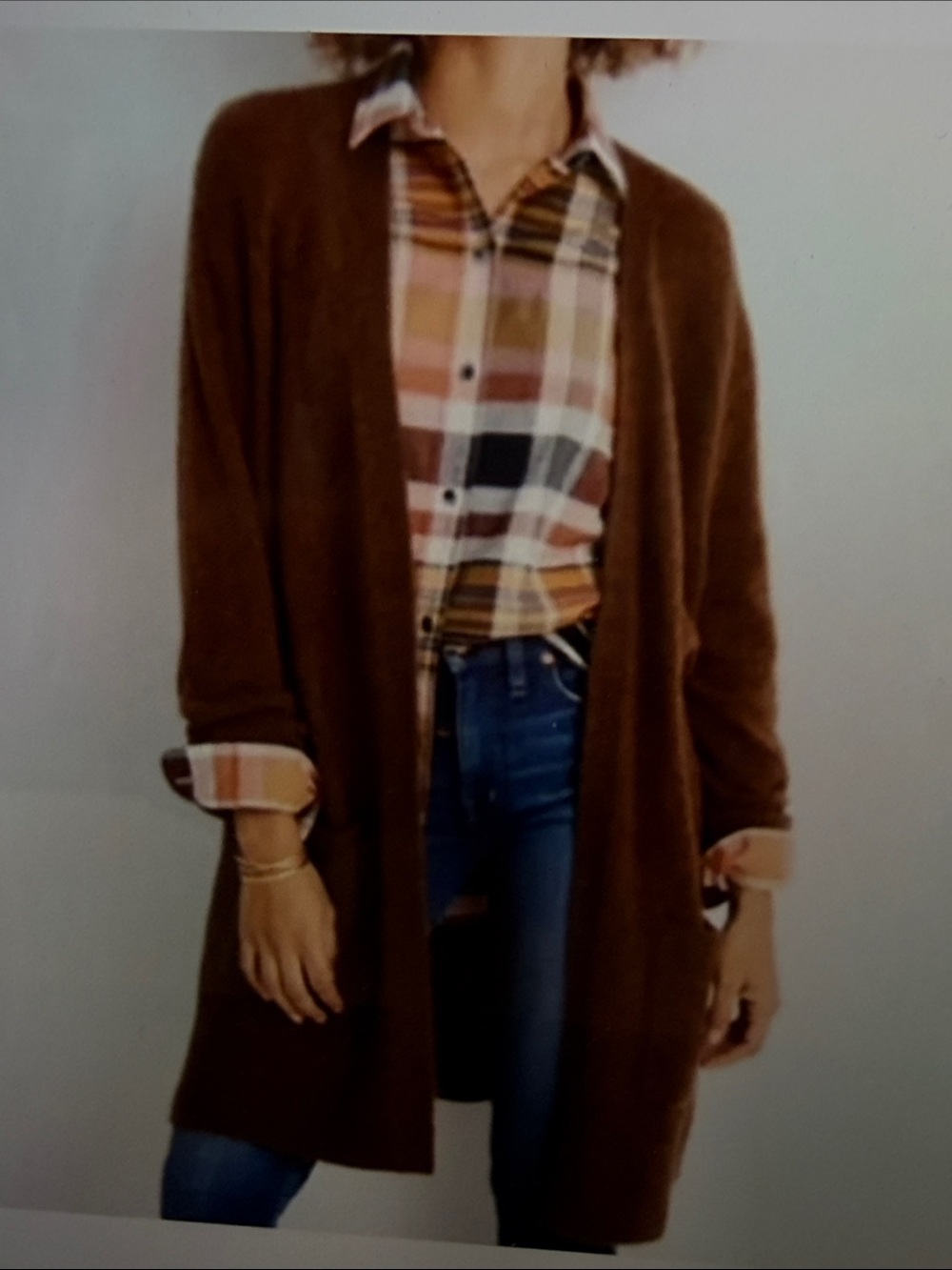 Madewell Kent Coziest Yarn Merino Brown Open-Front Women's Cardigan Sweater SzXS